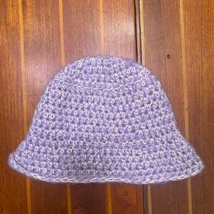 Crocheted mohair and cotton beanie